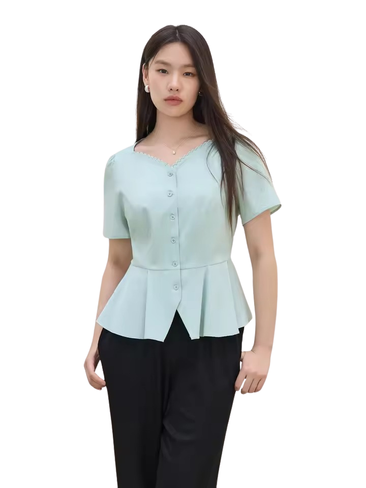 Mint Peplum Blouse
